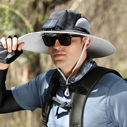 Father's Day Hot-Sale-30% OFF🌟)Wide Brim Solar Fan Outdoor Fishing Hat-Solar & USB Charging