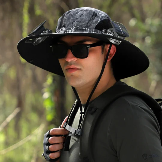 Father's Day Hot-Sale-30% OFF🌟)Wide Brim Solar Fan Outdoor Fishing Hat-Solar & USB Charging
