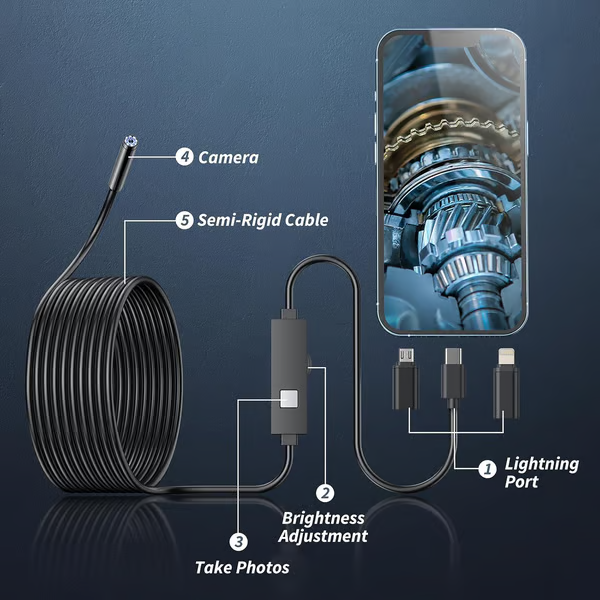 π Plug-and-Play Endoscope Camera β Compatible with Android & iPhone & ipad for Direct Connection