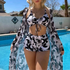 Three Piece Bikini Long Sleeve Push Up Swimsuit