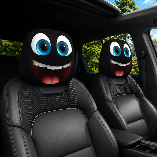 😆 Funny Cartoon Car Headrest Covers – 2PCS Universal Fit 🚗