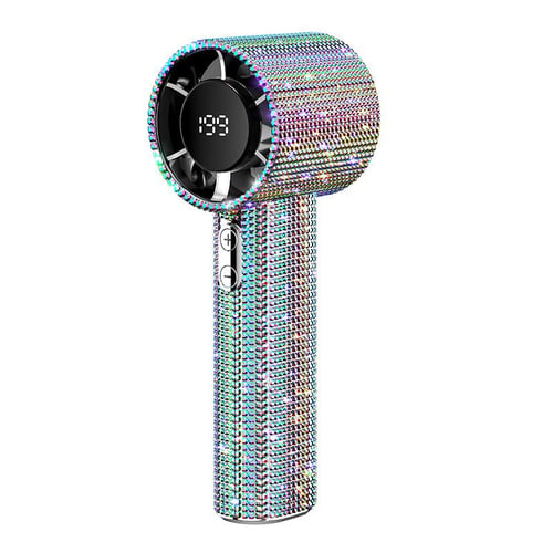 🏆Flash Sale⚡ 50K+ SOLD! Almost Gone-💥Full Diamond Luxury Craftsmanship Portable Handheld Turbo Fan, 3 Gear Wind, Rechargeable Long Battery Life Hand Fan With Digital Display For Outdoor Activities, Travel, Office,Wonmen's gift