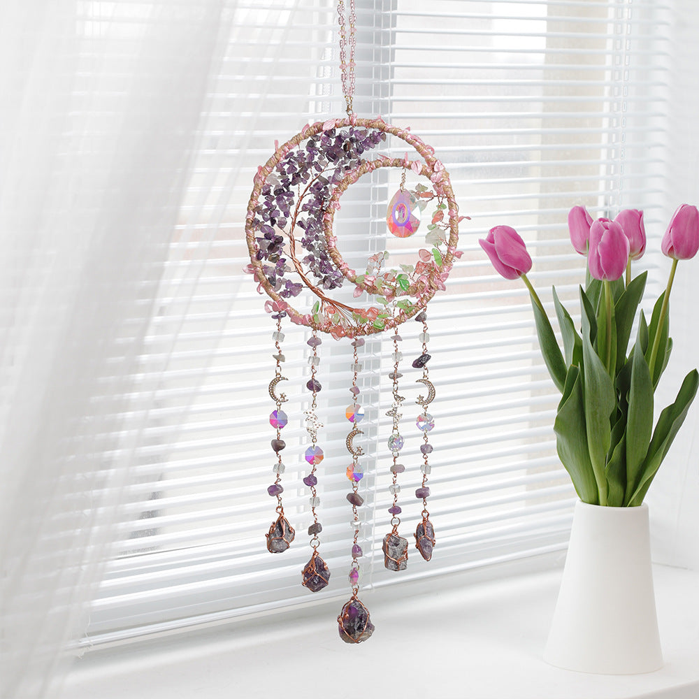 ❤️🔥Handmade Natural crystal gravel handmade tree of life pendant