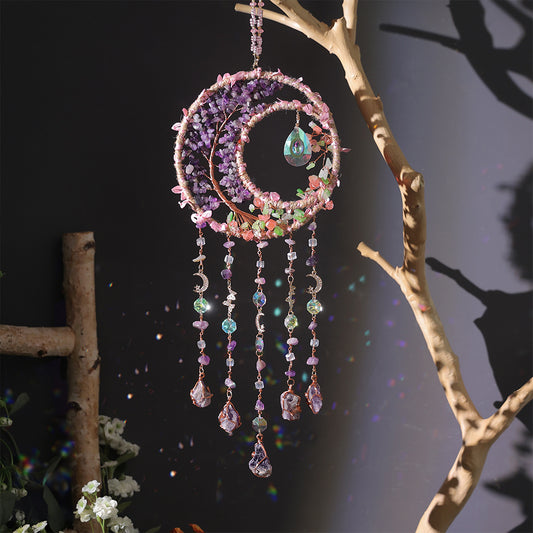 ❤️🔥Handmade Natural crystal gravel handmade tree of life pendant