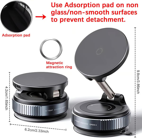 🔥 Retractable Car Phone Mount - 360° Magnetic Holder