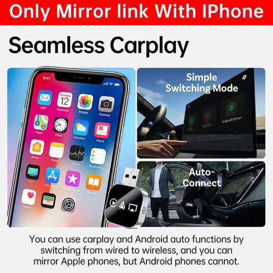 📶 2026 Upgrade 3 in 1 Screen Mirror iOS Phone, wired to wireless Carplay adapter