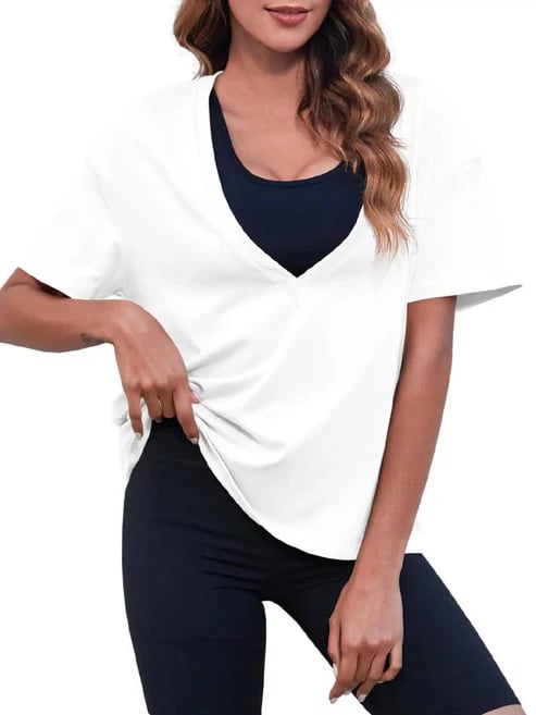 ⏰Hot Sale-Womens Basic Sexy Deep V Neck T Shirt