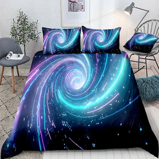 3D Vortex 3-Piece Duvet Cover Set Hotel Bedding Sets Comforter Cover with Soft Lightweight Microfiber,1 Duvet Cover, 2 Pillowcases for Double/Queen/King(1 Pillowcase for Twin/Single) coverlet