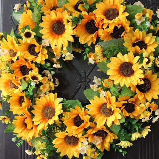 Sunflower Fireplace Door Artificial Wreath Decor