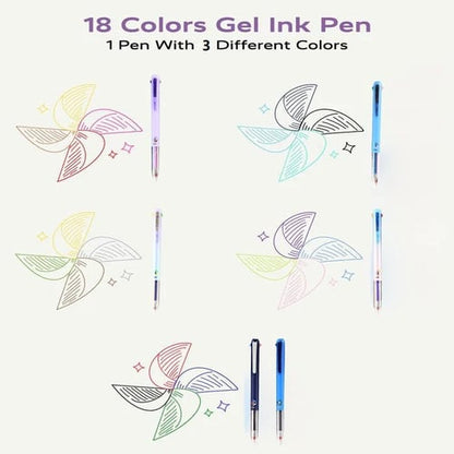 6 PCS Multicolor Pen, 4-in-1 18 Colors