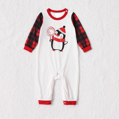 Family Matching Penguin Print Christmas Gamily Pajamas Set