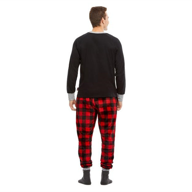 Christmas Family Matching Xmas Reindeer Tops Plaid Pants Pajamas Set