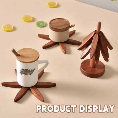 🎁✨Natural Tree Trivet Set - 4 bamoo Trivets & 1 Stand Like a Tree