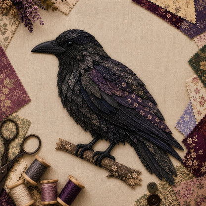 🧵 Beginner Friendly ✨ 3D Patchwork Bird DIY Craft Kit – Create a Layered Fabric Bird Worth Displaying - Crow