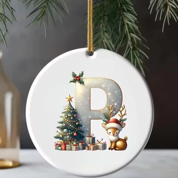 🎄Personalized Christmas Reindeer Letter Ornament🦌