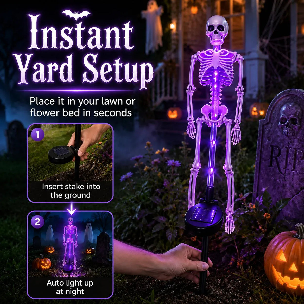 💀 Solar Skeleton Yard Stake - Image 3