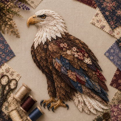 🧵 Beginner Friendly ✨ 3D Patchwork Bird DIY Craft Kit – Create a Layered Fabric Bird Worth Displaying - Eagle