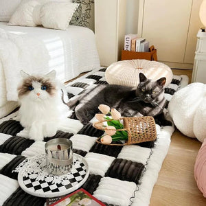 Large Plaid Square Pet Mat Bed Couch Cover