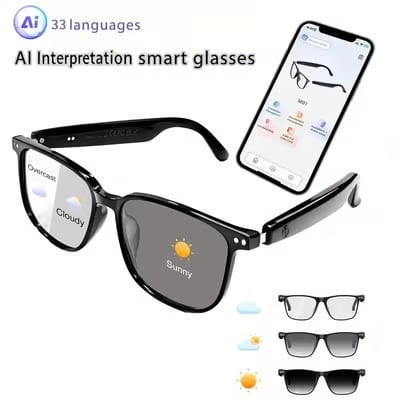 🔥 AI Interpretation Smart Glasses🕶️33-Language Translation, Photochromic Lenses, AI Chat & Hands-Free Audio