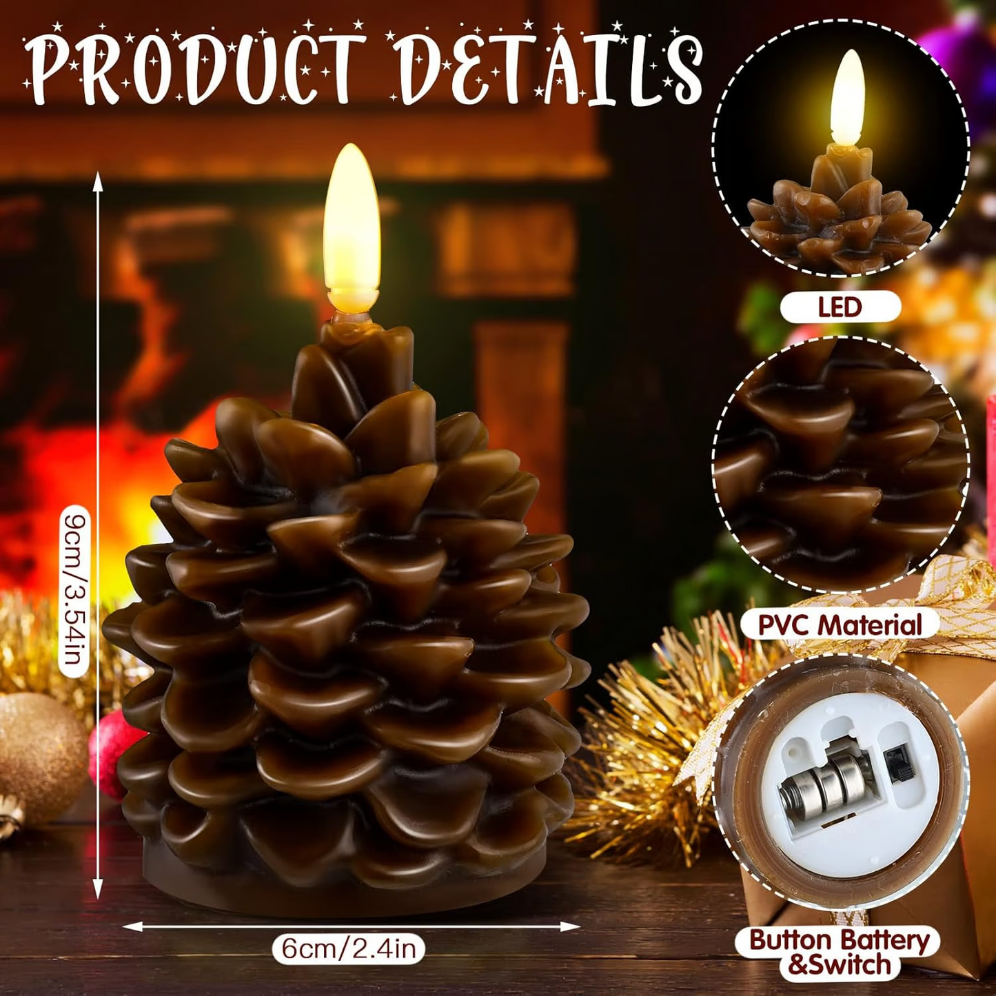 2025 HOT SELL-Flameless Pinecone Candles Battery Operated