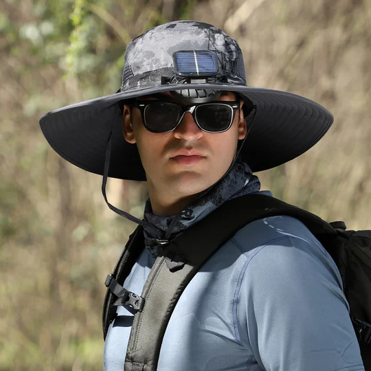 Father's Day Hot-Sale-30% OFF🌟)Wide Brim Solar Fan Outdoor Fishing Hat-Solar & USB Charging