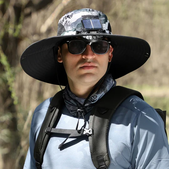 Father's Day Hot-Sale-30% OFF🌟)Wide Brim Solar Fan Outdoor Fishing Hat-Solar & USB Charging