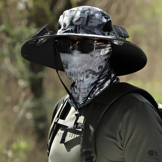 Father's Day Hot-Sale-30% OFF🌟)Wide Brim Solar Fan Outdoor Fishing Hat-Solar & USB Charging