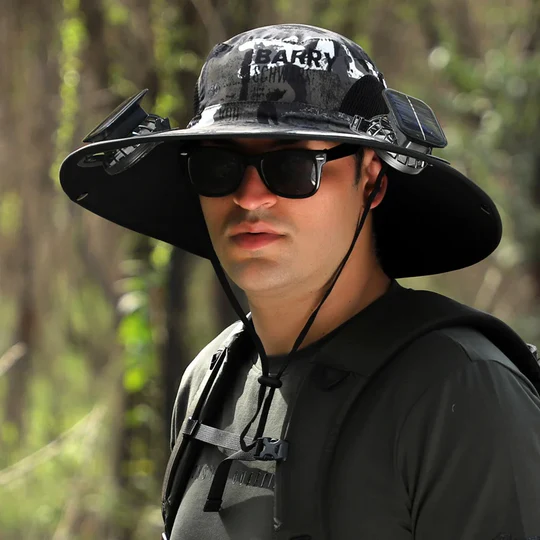 Father's Day Hot-Sale-30% OFF🌟)Wide Brim Solar Fan Outdoor Fishing Hat-Solar & USB Charging