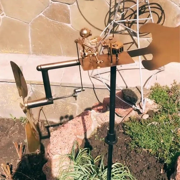 Handmade Metal Drummer Windmill