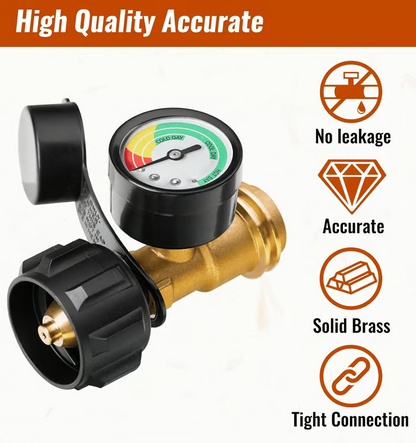 Universal Propane Tank Gauge for 5-40 Pound LP Tanks | Gas Level Indicator for Grill, Heater, RV Camper, QCC1/Type 1 Connection