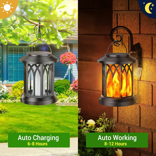 🏆Flash Sale⚡ 50K+ SOLD! Almost Gone-💥✨🔥 Upgraded Flickering Flame Solar Lantern Outdoor Waterproof Light