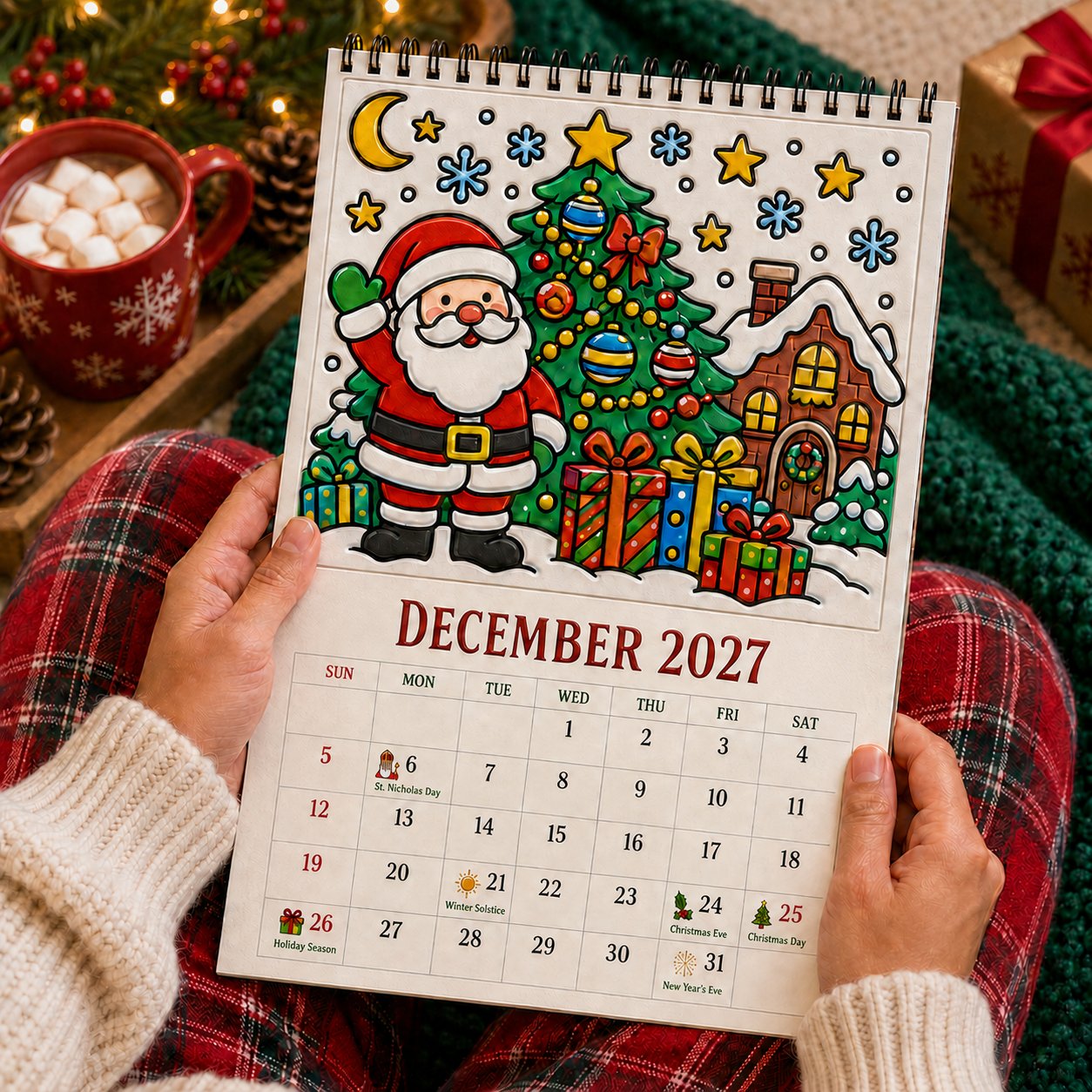 🎨Color The Year 2027: Guided Creative Calendar📅| Seasonal Guided Coloring Wall Calendar With Markers - Image 14