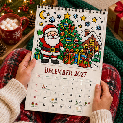 🎨Color The Year 2027: Guided Creative Calendar📅| Seasonal Guided Coloring Wall Calendar With Markers - Image 14