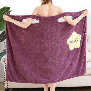 Women Quick Dry Wearable Microfiber plush Bathrobes