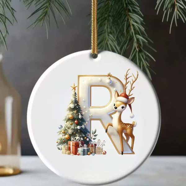 🎄Personalized Christmas Reindeer Letter Ornament🦌