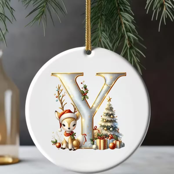 🎄Personalized Christmas Reindeer Letter Ornament🦌