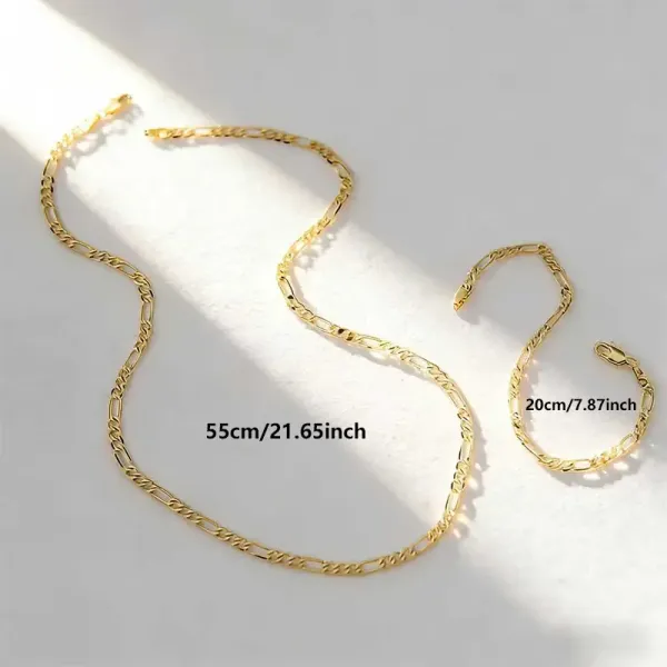 Elegant 2-Piece 18K Gold Plated Jewelry Set – Bracelet & Necklace for Men & Women
