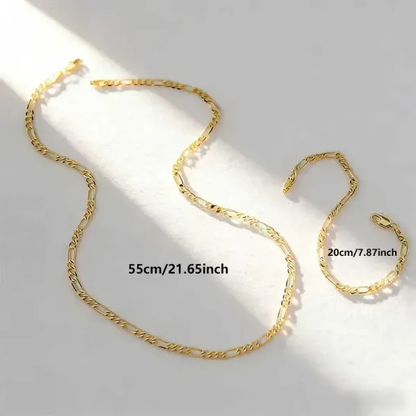 Elegant 2-Piece 18K Gold Plated Jewelry Set – Bracelet & Necklace for Men & Women
