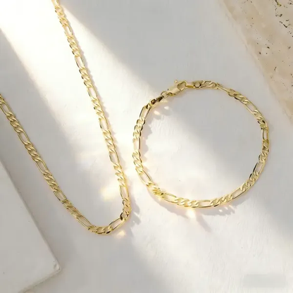 Elegant 2-Piece 18K Gold Plated Jewelry Set – Bracelet & Necklace for Men & Women