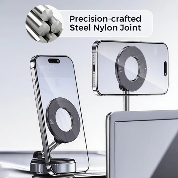 🔥 Retractable Car Phone Mount - 360° Magnetic Holder