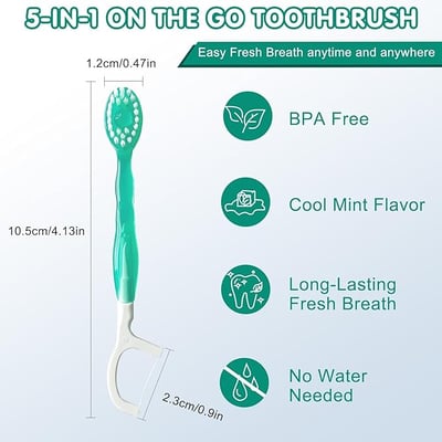 🎁5 in 1 Mini Toothbrush & Floss & Tongue Scraper & Toothpick Set
