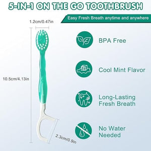 🎁5 in 1 Mini Toothbrush & Floss & Tongue Scraper & Toothpick Set