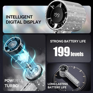 🏆Flash Sale⚡ 50K+ SOLD! Almost Gone-💥Full Diamond Luxury Craftsmanship Portable Handheld Turbo Fan, 3 Gear Wind, Rechargeable Long Battery Life Hand Fan With Digital Display For Outdoor Activities, Travel, Office,Wonmen's gift
