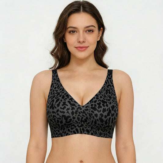 🏆🔥Ultra straffender Leopardendruck-BH ohne Bügel | Damen BH ohne Bügel👍Keine hängenden Brüste mehr - Black Leopard
