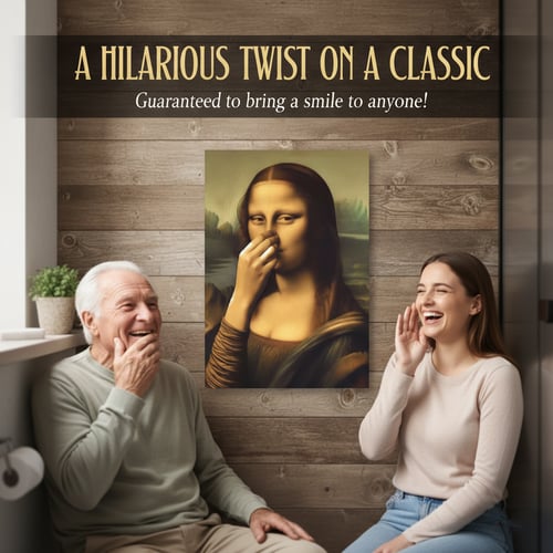 2026 BIG Sale-$9.9🔥Holding Nose Bathroom Canvas Art（Frame not included）