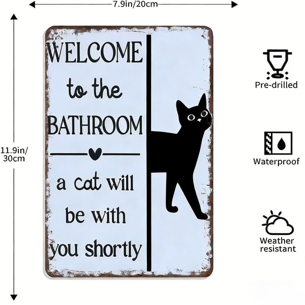 Vintage Black & White Cat Wall Art