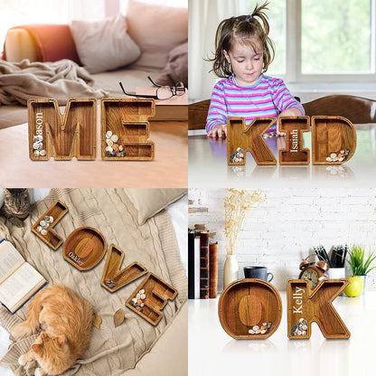 Piggy Bank-Wood Gift For Kids-Customizable name