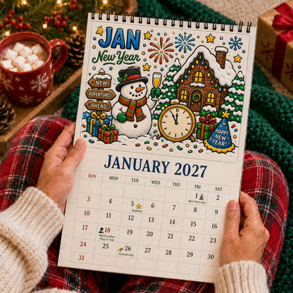 🎨Color The Year 2027: Guided Creative Calendar📅| Seasonal Guided Coloring Wall Calendar With Markers - Image 2