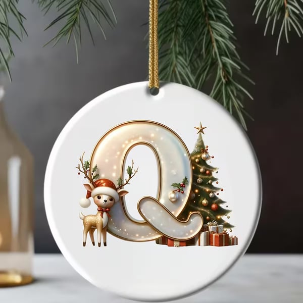 🎄Personalized Christmas Reindeer Letter Ornament🦌