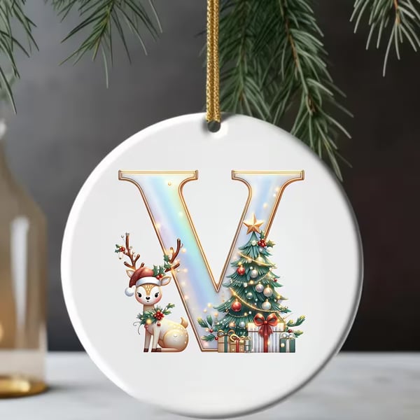 🎄Personalized Christmas Reindeer Letter Ornament🦌